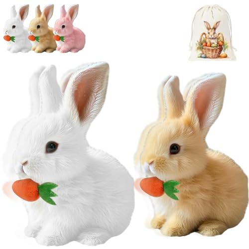 Donubiiu Bouncing Rabbit-Ostern Geschenke Kinder,Fanyil Bunnypal,Bunny Mein Realistisches Kaninchen,Interaktives Kaninchen- with Sound Movements, Wiggling, Rabbit, Cuddly Toy (Mixa*2) von Donubiiu