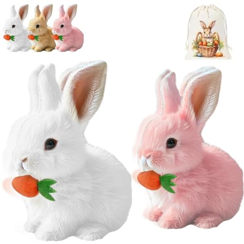 Donubiiu Bouncing Rabbit-Ostern Geschenke Kinder,Fanyil Bunnypal,Bunny Mein Realistisches Kaninchen,Interaktives Kaninchen- with Sound Movements, Wiggling, Rabbit, Cuddly Toy (Mixc*2) von Donubiiu