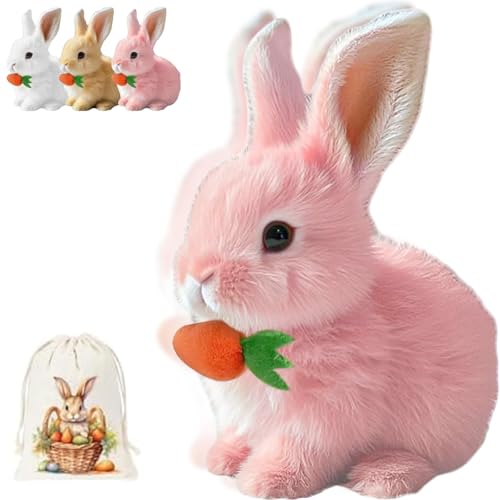 Donubiiu Bouncing Rabbit-Ostern Geschenke Kinder,Fanyil Bunnypal,Bunny Mein Realistisches Kaninchen,Interaktives Kaninchen- with Sound Movements, Wiggling, Rabbit, Cuddly Toy (Pink) von Donubiiu