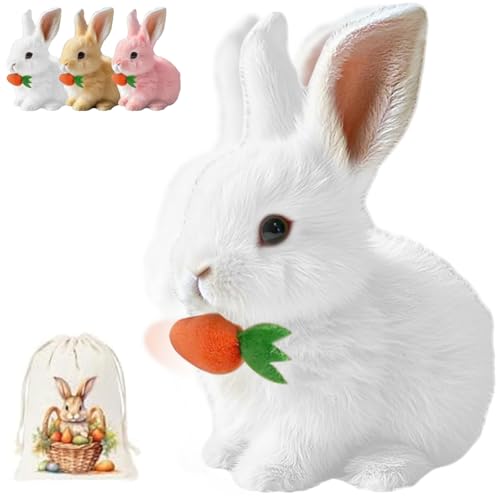 Donubiiu Bouncing Rabbit-Ostern Geschenke Kinder,Fanyil Bunnypal,Bunny Mein Realistisches Kaninchen,Interaktives Kaninchen- with Sound Movements, Wiggling, Rabbit, Cuddly Toy (White) von Donubiiu