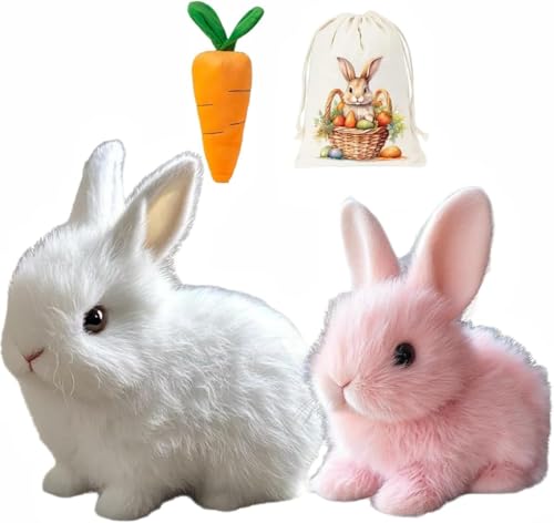 Donubiiu Bunny - Mein Realistisches Kaninchenspielzeug - Kleine Ostergeschenke FüR Kinder,Bunny Realistisches Kaninchen,Bunny Kaninchen,Small, Can Walk and Talk, Easter Birthday Gift (Mixb*2) von Donubiiu