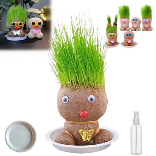 Donubiiu Grass Head Doll, Grass Head Doll Plant, Grass Head Growing Kit for Kids, Growing Grass Head Doll, Cat Grass Doll, Highway Grass Head Doll, Cat Grass Kit for Home Garden (1PCS-A) von Donubiiu