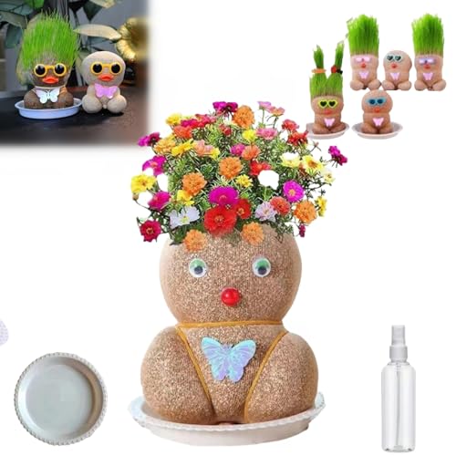 Donubiiu Grass Head Doll, Grass Head Doll Plant, Grass Head Growing Kit for Kids, Growing Grass Head Doll, Cat Grass Doll, Highway Grass Head Doll, Cat Grass Kit for Home Garden (1PCS-C) von Donubiiu