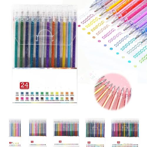 Donubiiu Reposaltrust Glitter Pens, 2024 New Glitter Gel Pens for Coloring Books, Reposaltrust Glitter Gel Pen Set, Glitter Gel Pens for Kids, Sparkle Fine Tip Markers (24) von Donubiiu