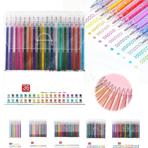 Donubiiu Reposaltrust Glitter Pens, 2024 New Glitter Gel Pens for Coloring Books, Reposaltrust Glitter Gel Pen Set, Glitter Gel Pens for Kids, Sparkle Fine Tip Markers (36) von Donubiiu