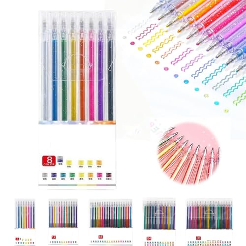 Donubiiu Reposaltrust Glitter Pens, 2024 New Glitter Gel Pens for Coloring Books, Reposaltrust Glitter Gel Pen Set, Glitter Gel Pens for Kids, Sparkle Fine Tip Markers (8) von Donubiiu