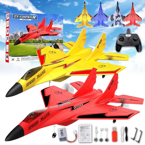 Donubiiu Wonstorex Rc Plane, Wonstorex Remote Control Fighter Jet, 2.4gHZ Rc Remote Control Fighter Model Toy, 360° Remote Control Gliders Airplane with Lights, Easy to Fly RC Fighter (2PCS-A) von Donubiiu