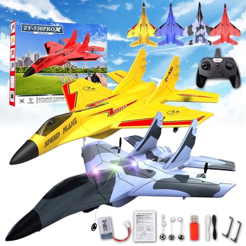 Donubiiu Wonstorex Rc Plane, Wonstorex Remote Control Fighter Jet, 2.4gHZ Rc Remote Control Fighter Model Toy, 360° Remote Control Gliders Airplane with Lights, Easy to Fly RC Fighter (2PCS-B) von Donubiiu