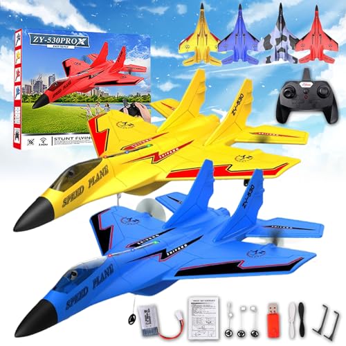 Donubiiu Wonstorex Rc Plane, Wonstorex Remote Control Fighter Jet, 2.4gHZ Rc Remote Control Fighter Model Toy, 360° Remote Control Gliders Airplane with Lights, Easy to Fly RC Fighter (2PCS-C) von Donubiiu