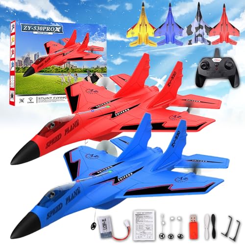 Donubiiu Wonstorex Rc Plane, Wonstorex Remote Control Fighter Jet, 2.4gHZ Rc Remote Control Fighter Model Toy, 360° Remote Control Gliders Airplane with Lights, Easy to Fly RC Fighter (2PCS-F) von Donubiiu