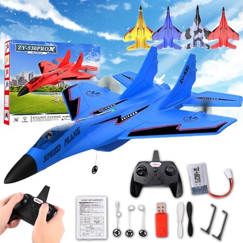 Donubiiu Wonstorex Rc Plane, Wonstorex Remote Control Fighter Jet, 2.4gHZ Rc Remote Control Fighter Model Toy, 360° Remote Control Gliders Airplane with Lights, Easy to Fly RC Fighter (Blue) von Donubiiu