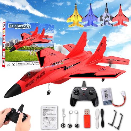 Donubiiu Wonstorex Rc Plane, Wonstorex Remote Control Fighter Jet, 2.4gHZ Rc Remote Control Fighter Model Toy, 360° Remote Control Gliders Airplane with Lights, Easy to Fly RC Fighter (Red) von Donubiiu