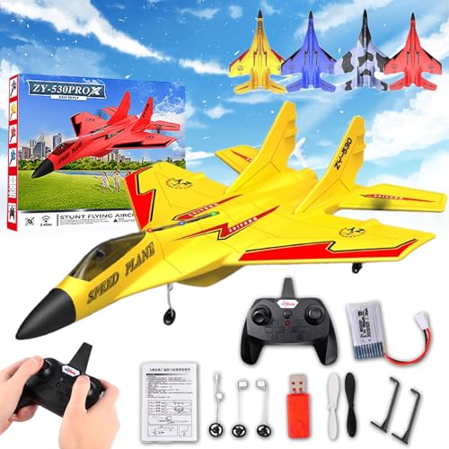 Donubiiu Wonstorex Rc Plane, Wonstorex Remote Control Fighter Jet, 2.4gHZ Rc Remote Control Fighter Model Toy, 360° Remote Control Gliders Airplane with Lights, Easy to Fly RC Fighter (Yellow) von Donubiiu