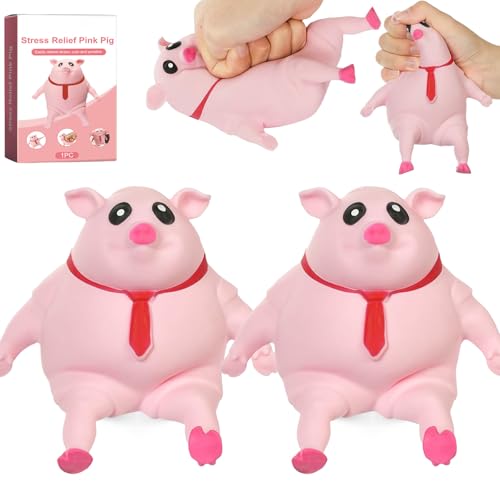 Schwein Quetsch Spielzeug - Anti Stress Schwein - Anti Stress Schwein Original - UnzerstöRbares Schwein - Schwein Quetschspielzeug - Anti Stress Toy for Adults and Children (200g 9*9 x2) von Donubiiu