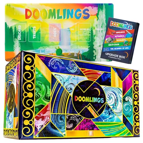 Doomlings Kartenspiel Deluxe Familienspiel für Erwachsene und Kinder - Lustige Spieleabend, 2-6 Spieler, Ab 10 Jahren -Inkl. Spielmatte, 5 Erweiterungen und 3 Holographische Karten… von Doomlings