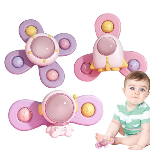 Dopsyesn Babysaugspinnerspielzeug, Spinner -Saugspielzeug für Baby | -sensorische Rotatable Fidget | Neuheit Spinner Spielzeug mit Saugnapfbecher, Raumthema Sensorisches Zappel für Kinder von Dopsyesn