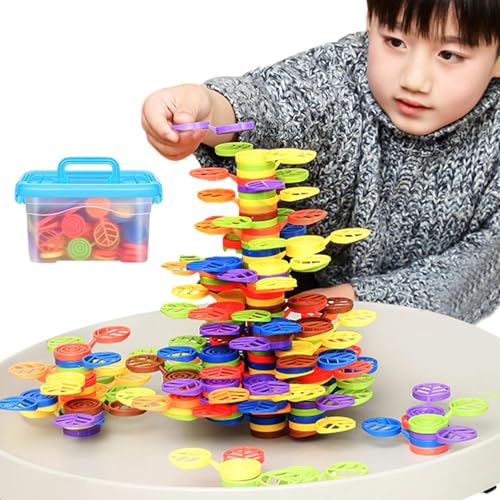 Dopsyesn Stapelblöcke für Kinder, Bausteine ​​Stapelspielzeug - Bauen von Baumblöcken Spielzeug Stapelbalance -Spiel,Zug-Eye-Koordination, unterhaltsame Vorschulaktivitäten, lernende Lernspielset für von Dopsyesn