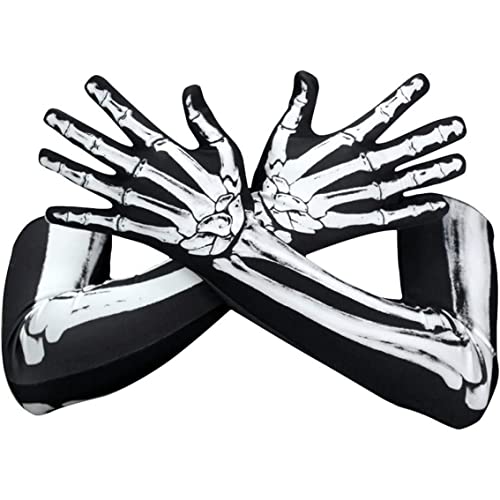 Halloween-Skelett-Handschuhe, lange Arme, Totenkopf-Klaue, Geisterknochen-Handschuhe für Halloween, Cosplay, Party-Requisiten, Halloween-Partygeschenke, Halloween-Dekorationen, Vollfinger-Handschuhe, von Dorccsi