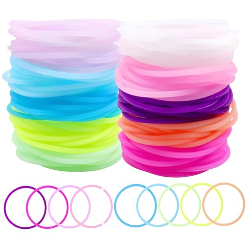 Jelly-Armbänder, 120 Stück, bunte Leuchtarmbänder, dehnbares Silikonarmband, im Dunkeln leuchtende Armbänder im Stil der 80er für Neon-Partygeschenke, im Dunkeln leuchtende Armbänder, Silikonarmband, von Dorccsi