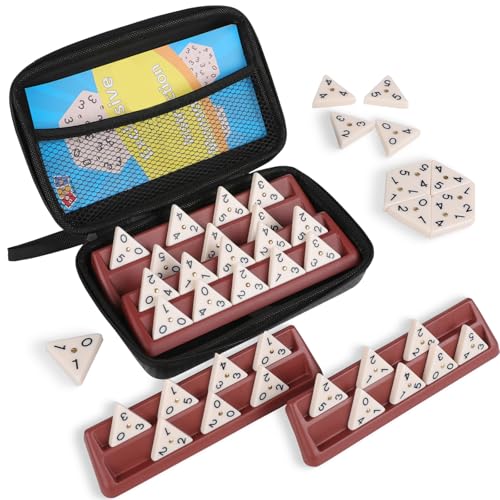 Doreimi Triangle Domino Set Includes 4 Plastic Racks, a Portable Case, and 56 Domino Pieces.The Triangular Domino Tiles With Brass Spinners Shape A Classical Board Game Suitable for Kids Ages 8 and Up von Doreimi