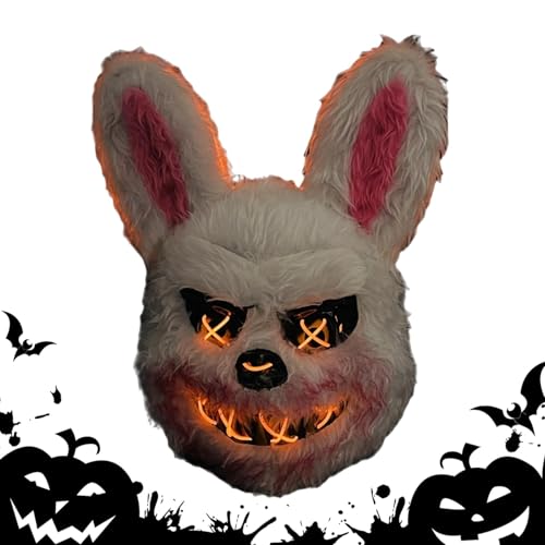 Dottduya Beleuchtete Tier-Gesichtsbedeckung,Beleuchtete Tier-Gesichtsbedeckung | Halloween-Häschen-Maske | Lustige Gesichtsbedeckung, verstellbar, für Halloween, Cosplay, für Erwachsene von Dottduya