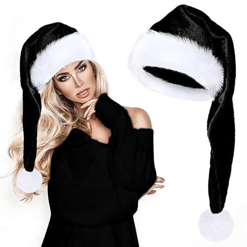 Dottduya Extra große Weihnachtsmütze,Große Weihnachtsmütze, Weiche Samt-Plüsch-Weihnachtsmützen, Unisex-Erwachsene Cosplay-Kostüm, Weihnachtsmütze für Neujahrsfeiertage von Dottduya