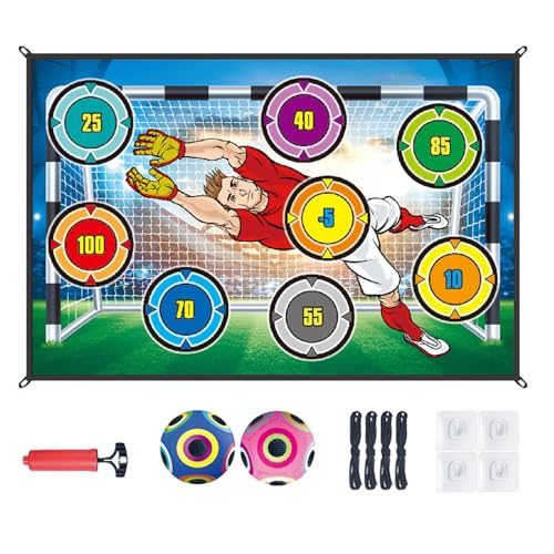 Dottduya Fußball-Spielset für Kinder, Fußball-Spielmatten-Set | Toss Soccer Goal-Spiel,Fußballspielzeug für 3–8 Jahre alte Mädchen und, Indoor-Outdoor-Hinterhof-Wurf-Fußballtorspiel von Dottduya