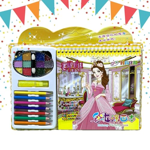 Dottduya Spielzeug-Make-up-Set, Make-up-Spiele für Mädchen,Make-up-Spielset auf Papier - Kunsthandwerk-Aktivitätsset, Make-up-Malerei-Kunstset, Anziehaktivität für Zuhause und Reisen von Dottduya