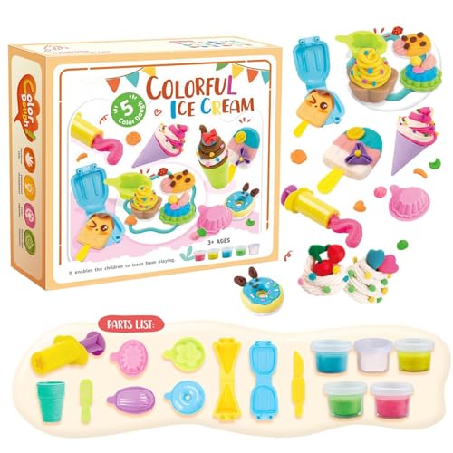 Dottduya Teigspielset, farbiges Teigspielzeug für Kinder,Play Food Modeling Tools Kit - Play Food Knete-Sets, Art Clay & Dough Knete-Set für Kinder, Mädchen und von Dottduya