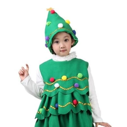 Dottduya Weihnachtsbaum-Kleid-Kostüm,Kinder-Weihnachtsbaum-Kostüm - Kinderkostüm Grüner ärmelloser Rock,Bequemes, süßes Karnevalskostüm für Mottopartys und Bühnenauftritte von Dottduya