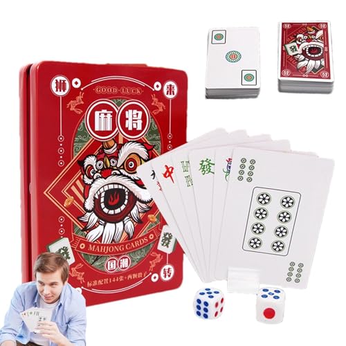 Offizieller Standard der Mahjong-Karte, chinesische Mahjong-Karte - 2024 Chinesisches Mahjong-Kartenset | Brettspielspielzeug mit gefrosteter Textur für Partys, Familienaktivitäten, Treffen mit Freund von Dottduya