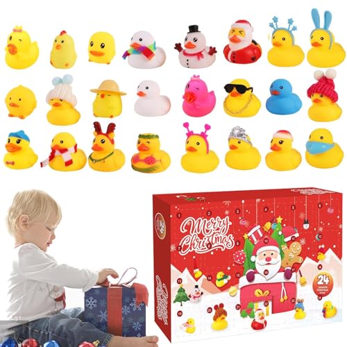 Weihnachtsparty-Geschenke Gummienten,Weihnachtsenten-Badespielzeug | Weihnachts-Countdown-Kalender, verschiedene Badespielzeuge aus Gummienten,Kinder-Weihnachtsenten 24X für Kinder-Partygeschenke, Tri von Dottduya