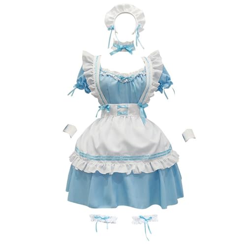 Double Villages Love Nikki Dress Up Queen Lolita Prinzessinnenkleid, klassisches Lolita-Mädchen-Outfit, Weihnachten, Halloween, Cosplay-Kostüm (Blau, L) von Double Villages