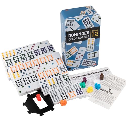 Mexican Train Dominoes,Double Twelve Dominoes Set für Erwachsene,Metallbox,91 Domino-Stücke,Geschenk für die Familie (2-8 Spieler) von Doublefan