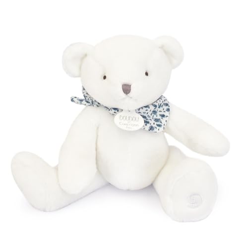 Doudou et Compagnie - Der Kuschelbär – Weißer Bär – für Kinder ab der Geburt – 25 cm – beruhigend und beruhigend – Kuscheltier – Geschenk zur Geburt für Mädchen und Jungen – DC4160 von Doudou et Compagnie