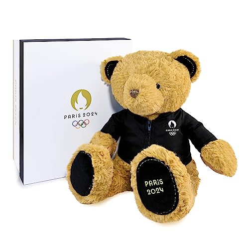 Doudou et Compagnie JO2450 Olympische Spiele und Paralympic Paris 2024 – Bär Premium Braun, Jacke, 37 cm von Doudou et Compagnie