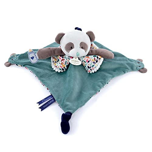 Doudou et Compagnie - Les Petits Futés DC4056 Kuscheltier mit Fingerpuppe, Panda, Schwarz, 30 cm von Doudou et Compagnie