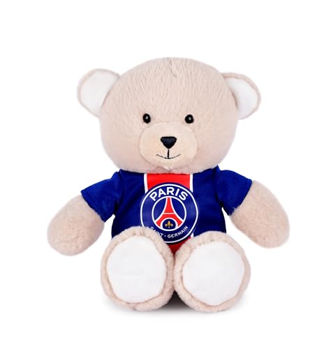 PSG – Plüschtier Maskottchen Bär – 23 cm – offizielles Lizenzprodukt Paris Saint-Germain – abnehmbares Trikot Paris mit Streifen Hechter – Teddybär sehr weich – Souvenir PSG für Kinder & Fan Fußball – von Doudou et Compagnie