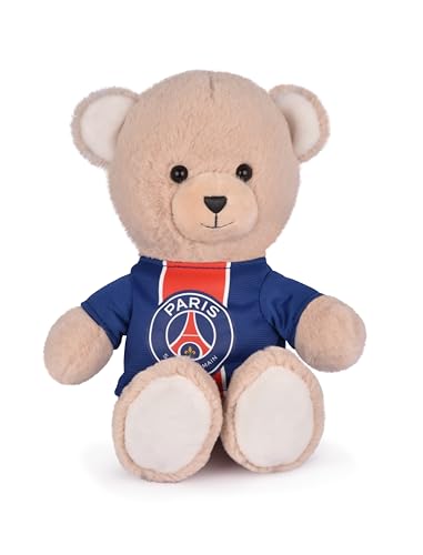 PSG – Plüschtier Maskottchen Bär – 23 cm – offizielles Lizenzprodukt Paris Saint-Germain – abnehmbares Trikot Paris mit Streifen Hechter – Teddybär sehr weich – Souvenir PSG für Kinder & Fan Fußball – von Doudou et Compagnie