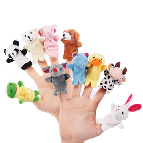 10 Stücke Tierische Fingerpuppen Set, Klein Tier Fingerpuppe, Plüsch Tier Fingerpuppen, Karikatur-Tier Finger Plüschtier, Fingerpuppen zum Geschichtenerzählen Mitgebsel Geburtstagsgeschenk. von Doukesh