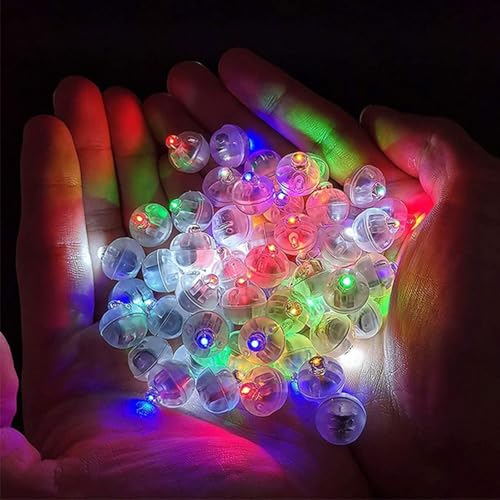 Bunt Runde LED Ballons Lichter,Mini LED Ballonlichter,Mini LED Lichter Luftballons,Mini LED Licht Luftballon Lichter,Runde LED Ballonlichter,Blinkende LED Ballon Lichter für Hochzeit,Weihnachten,50PC von Doukesh