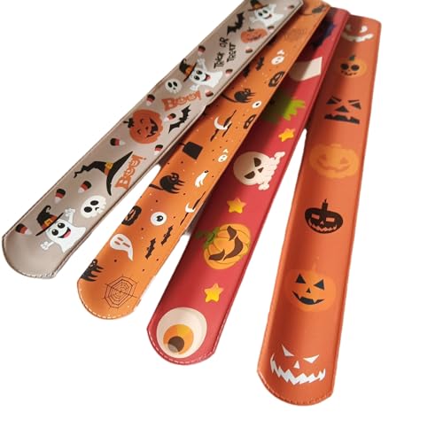 Doukesh 24 Stück Halloween Slap Armband, Halloween Schnapparmband Kinder, Halloween Armband Kindergeburtstag,Halloween Party Mitgebsel, Slap Armband Zum Kindergeburtstag Party Für Jungen Mädchen von Doukesh