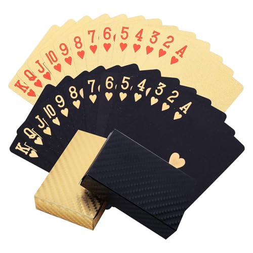 Doukesh Gold Kunststoff Pokerkarten, Plastik wasserdichte Spielkarten, Coole Plastikspielkarten,Gold Pokerkarten, Spielkarten Spiele Erwachsene Familienparty Spiel Playing Cards(Gold & Schwarz). von Doukesh