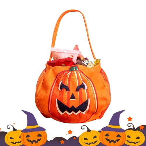 Halloween Kürbis Candy Bag,Halloween Kürbis Tasche,Halloween Goodie Taschen,Halloween Süßigkeiten Tasche,Trick or Treat Kürbis Eimer zum Sammeln von Süßigkeiten zu Halloween,Halloween Party Decor von Doukesh