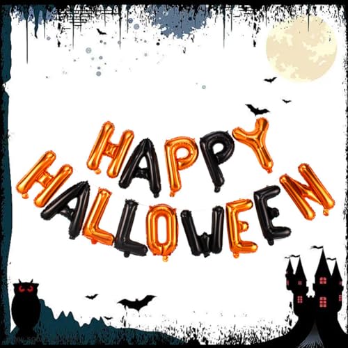 Happy Halloween Folienballon,Happy Halloween Ballon Banner,Halloween Banner aus Luftballons,Halloween Folienballon,Halloween Luftballons,Halloween Folie Ballon,Happy Halloween Deko Luftballon von Doukesh