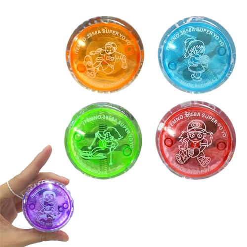 LED Licht YoYo,LED YoYo Spielzeug,YoYo Kinder, Yoyo für Anfänger,Yo-yo with Ball Bearing, Professional Yoyo,Kunststoff Responsive Yoyo für Anfänger Kinder,Geschenke für Kinder,Birthday Party,4 Stück von Doukesh