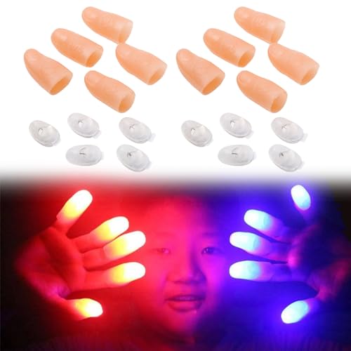 Daumenlichter Zauberdaumen Daumen Licht Daumenlichter Magie Magische Daumen Lichter Zauberfinger Leuchten Gefälschter Finger LED Magische Daumenlichter Led Fingerlichter für Zaubershows Partys 10PC von Doukesh