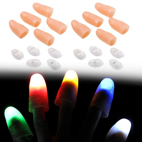 Magische Lichter für Daumen LED Finger Lamps Thumbs Light LED Fingerlampe Magic Light Up Finger Finger Finger Falsche Lichter für Daumen Magic Prop für Halloween, 10 Stück von Doukesh