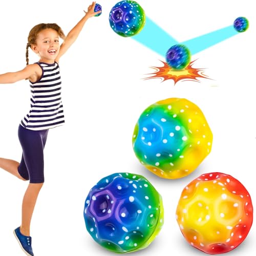 Dowdiles 3 Stück Space Ball, Mini Bouncing Ball, Space Ball Hochelastischer, Sprungbälle Machen Beim Aufprall EIN Knallendes Geräusch, Mond Ball für Kinder Party Geschenk von Dowdiles