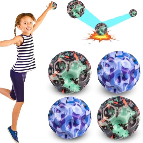 Dowdiles 4 Stück Jump Ball, Space Ball Hochelastischer, Mini Bouncing Ball, Mond Ball,Sprungbälle Machen Beim Aufprall EIN Knallendes Geräusch, Ball für Kinder, Party Geschenk von Dowdiles